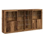 Buffet vidaXL avec lumières LED Bois vieux 202x37x100 cm Bois reconstitué