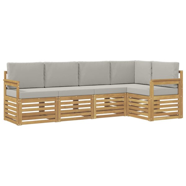 vidaXL Ensemble de canapés d'extérieur 5 Pièces Blanc et gris clair
