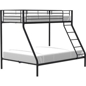 Lits superposés BRUCE en métal noir avec sommiers inclus 90/140 x 190 cm