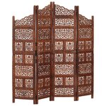 vidaXL Cloison de séparation 4 panneaux Marron 160x165cm Bois manguier