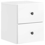 vidaXL Cabinet de chevet mural Blanc brillant 34 5 x 33 x 40 cm