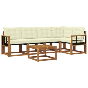 vidaXL Ensemble de canapés d'extérieur 6 pc Naturel et Crème