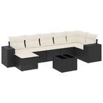 vidaXL Salon de jardin 8 Pièces avec coussins noir résine tressée