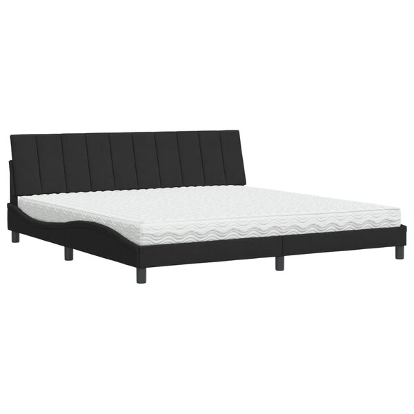 vidaXL Lit avec matelas Hanko noir 200x200 cm velours