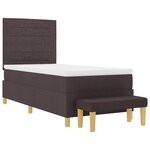 vidaXL Lit à Ressorts avec Matelas & Banc Marron Foncé 100x200 cm Tissu