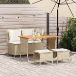 vidaXL Ensemble à manger de jardin coussins 4 Pièces beige résine tressée