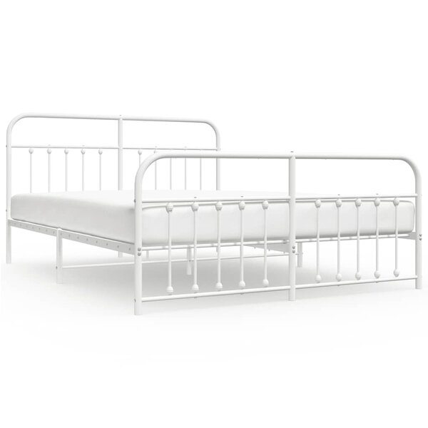 vidaXL Cadre de lit métal sans matelas et pied de lit blanc 160x200 cm