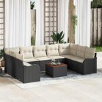 vidaXL Ensemble de canapé de jardin 10 Pièces Noir et blanc