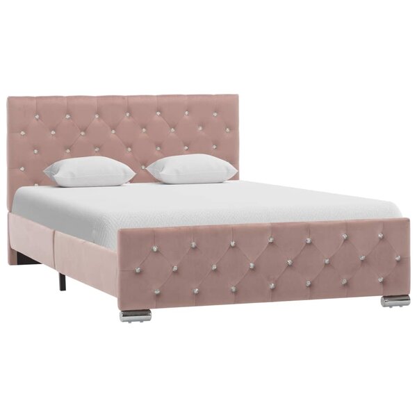 vidaXL Cadre de lit Rose Velours 120x200 cm