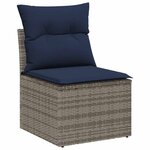 vidaXL Ensemble de canapé de jardin 8 Pièces Gris et marine polyrotin