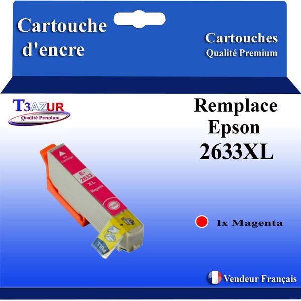 T3AZUR - Cartouche Compatible avec Epson XP-700  XP-710  XP-720   remplace Epson T2633 Magenta