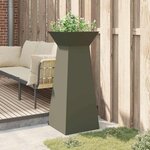 vidaXL Jardinière à pilier Olive 40 x 40 x 100 cm Acier