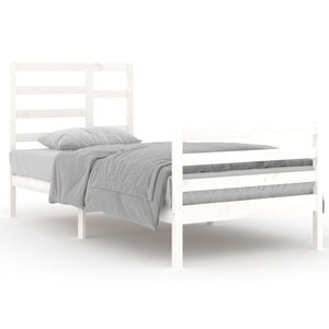 vidaXL Cadre de lit Blanc Bois massif 90x200 cm
