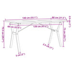 vidaXL Table à manger cadre en Y 140x80x75 5 cm bois pin massif fonte