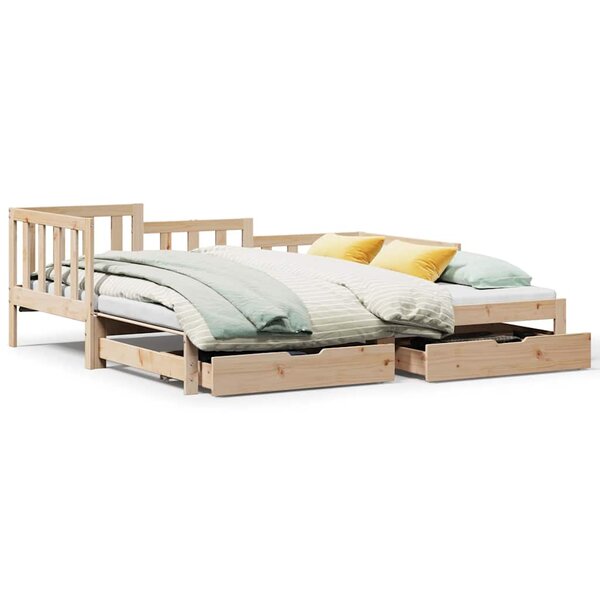 vidaXL Lit de jour avec gigogne et tiroirs sans matelas 90x190 cm