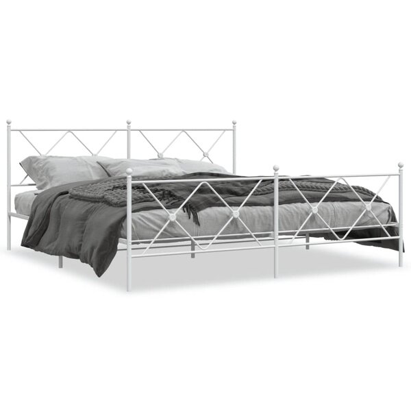 vidaXL Cadre de lit métal sans matelas et pied de lit blanc 183x213 cm