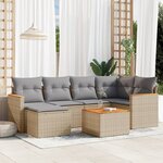 vidaXL Salon de jardin avec coussins 7 Pièces beige résine tressée