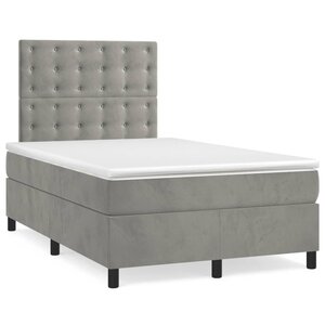 vidaXL Sommier à lattes de lit et matelas Gris clair 120x200cm Velours