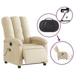 vidaXL Fauteuil inclinable de massage électrique crème tissu