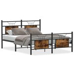 vidaXL Cadre de lit sans matelas chêne fumé 150x200 cm bois ingénierie