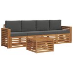 vidaXL Ensemble de canapés d'extérieur 5 Pièces Naturel et Anthracite