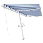 vidaXL Auvent manuel rétractable sur pied 400x300 cm Bleu et blanc