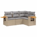vidaXL Salon de jardin avec coussins 4 Pièces beige résine tressée