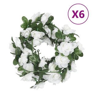 vidaXL Guirlandes de fleurs de Noël 6 Pièces blanc 240 cm