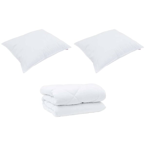 vidaXL Duvet d'hiver avec oreiller 3 Pièces Blanc Microfibre