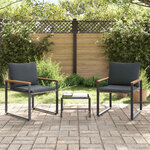 vidaXL Ensembles de meubles 3 Pièces Gris et Gris foncé Rotin