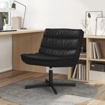 vidaXL Chaise Pivotante Noire Faux cuir  Métal Moyenne Chaise Noire