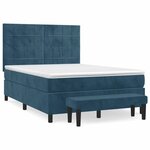 vidaXL Sommier à lattes de lit et matelas Bleu foncé 140x200cm Velours