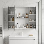 vidaXL Armoire Miroir de Salle de Bain Blanc 80 x 14.5 x 70 cm