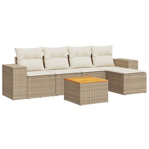 vidaXL Salon de jardin avec coussins 6 Pièces beige résine tressée