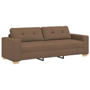 vidaXL Sofa 3 places avec coussin Marron tissu