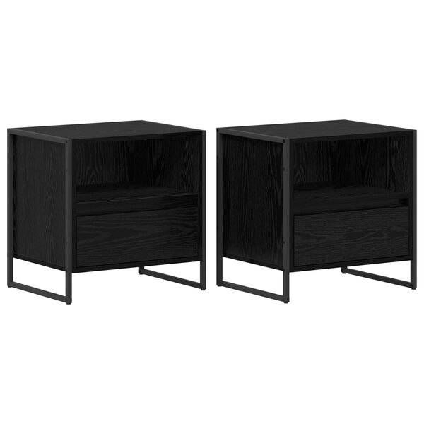 vidaXL Table de chevet avec tiroir 2 Pièces Chêne noir 50 x 39 5 x 50 cm