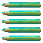 Crayon multi-talents woody 3 in 1 duo - turquoise-vert clair x 5 STABILO