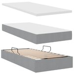 vidaXL Lit de rangement LED avec matelas Gris clair 180 x 200 cm Tissu