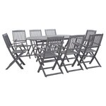 vidaXL Ensemble à manger de jardin 9 Pièces Bois d'acacia massif Gris