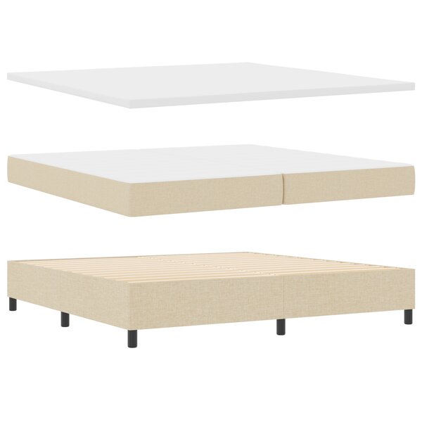 vidaXL Lit à ressorts avec matelas et banc crème 200x200 cm en tissu