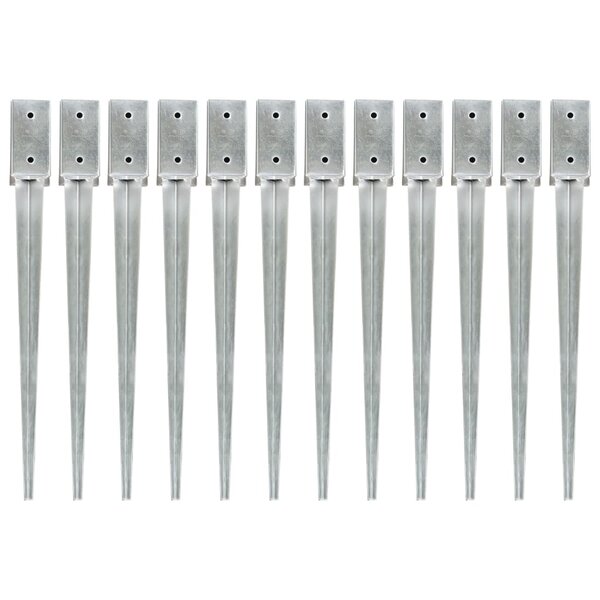 vidaXL Piquets au sol 12 Pièces Argenté 7x7x75 cm Acier galvanisé