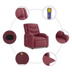 vidaXL Fauteuil de massage inclinable Rouge bordeaux Tissu