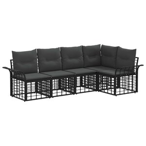 vidaXL Ensemble de canapés d'extérieur 5 Pièces Noir et Gris foncé
