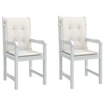 vidaXL Coussins de chaise à dossier bas lot de 2 crème mélangé tissu