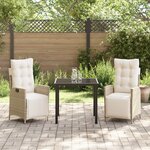 vidaXL Ensemble de Salle à Manger de Jardin de 3 Pièces Beige en Rattan Poly