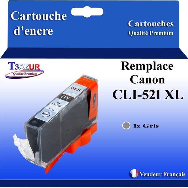 T3AZUR - Cartouche compatible avec Canon CLI521 CLI-521 XL pour Canon Pixma MP980  MP990 - Gris