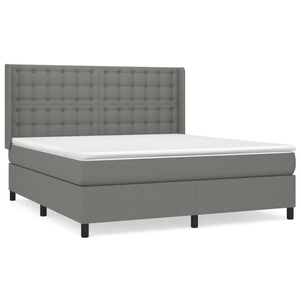 vidaXL Sommier à lattes de lit avec matelas Gris foncé 180x200cm Tissu