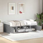 vidaXL Lit de jour avec tiroirs sans matelas gris béton 75x190 cm
