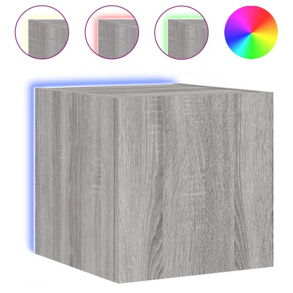 vidaXL Meuble TV mural avec lumières LED sonoma gris 30 5x35x30 cm