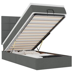 vidaXL Lit ottoman avec matelas et LED gris foncé 90x200 cm tissu